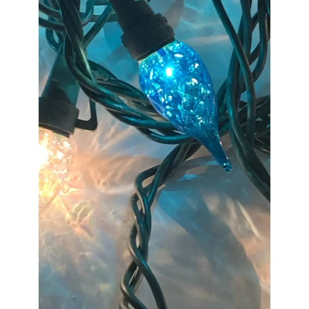Christmas Lights LED Diamond Cut 1 String Strawberry Blue & White Imperfect
